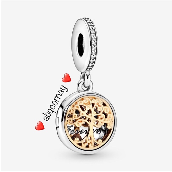 EUC Pandora 791988CZ Silver & 14k Gold Family Roots Tree Dangle Charm - Picture 1 of 14